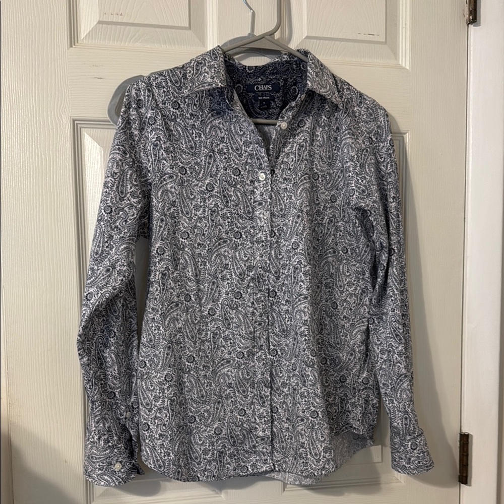 Chaps womens Black and White Paisley Shirt